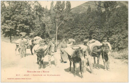 11 AXAT. Caravane De Montagnards 1909. Anes Et Mules - Axat