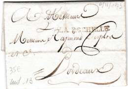 La Rochelle, 44mm X 3.5mm, Lettre Avec Signature Du 6/11/1773 - ....-1700: Vorläufer