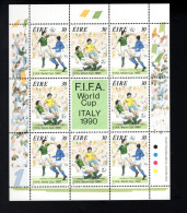 1992681743 1990 SCOTT 800a (XX) POSTFRIS MINT NEVER HINGED   - WORLD CUP SOCCER CHAMPIONSHIPS ITALY - SHEET + LABEL - Unused Stamps