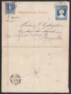 Chili - EP Memorandum Postal 5ctvs + 5 Ctvs Cçd VALPARAISO /30 VI 1905 Pour BRUXELLES - Réexpédiée (au Dos: Càd "BRUXELL - Chile