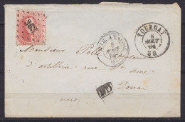 L. Affr. N°16 Lpts "363" Càd TOURNAY /8 AOUT 1864 Pour DOUAI - [PD] - Marque Passage "BELG. A …" (au Dos: Càd "France PA - 1865-1866 Profil Gauche