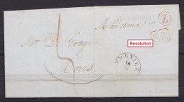 L. Datée 13 Mars 1843 De COMINES - Càd T18 WERVIK /14 III Pour MONS - [SR] - Boïte "Z" (en Rouge - R !) (au Dos: Càd Arr - 1830-1849 (Belgica Independiente)