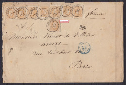 Exceptionnelle L. Affr.N°33x8 (très Très Rare Affr. Multilple) Càd CHENEE /1 JUIL 1874 Pour Avocat à PARIS - [PD] Càd Pa - 1869-1883 Léopold II