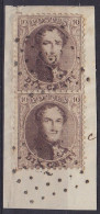 Belgique - N°14 Paire Verticale Lpts "82" CHIMAY Sur Fragment - 1863-1864 Médaillons (13/16)