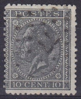 Belgique - N°17 - 10c Gris Timbre étroit ! Lpts "77" - 1865-1866 Perfil Izquierdo