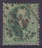 Belgique - N°13A - 1c Vert-jaune Lpts "226" LOUVAIN - 1863-1864 Medallions (13/16)