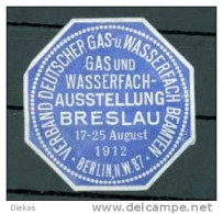 Werbemarke Cinderella Poster Stamp Gas Und Wasserfach Ausstellung  Breslau 1912 #281 - Cinderellas