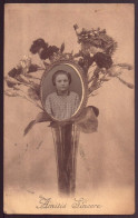 Carte-photo " Portrait De Fillette Dans Un Vase " - Photographie