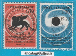 USATI ITALIA 1962 - Ref.0160C "MOSTRA D'ARTE CINEMATOGRAFICA" Serie Di 2 Val. Da L.30 E L.70 - - 1961-70: Afgestempeld