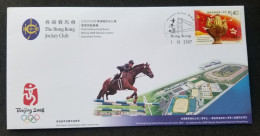 Hong Kong Horse Racing Jockey Club 2007 Beijing Olympics Sport Games Horses (stamp FDC) - Storia Postale