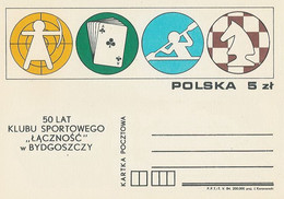 Poland Postcard Cp 869: Sport Bydgoszcz KS Lacznosc Check, Archery, Bridge, Canoeing Horse - Entiers Postaux