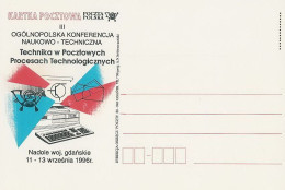 Poland Postcard Bez. Gdansk 1996.VII.06: Nadole Conference - Technology In Postal Processes Computer - Stamped Stationery