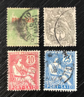 Lot De 4 Timbres Oblitérés Poste Française, Port-Saïd - Used Stamps