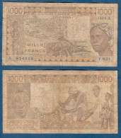 1000 Francs CFA, 1989 A, Côte D' Ivoire, F.021, A 816689, Oberthur, P#_07, Banque Centrale États De L'Afrique De L'Ouest - Stati Dell'Africa Occidentale