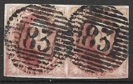OBP8A In Paar, Met 4 Randen En Met Balkstempel P83 Mons ( Zie Scans) - 1851-1857 Medallions (6/8)
