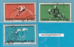 USATI ITALIA 1962 - Ref.0161B "MONDIALI DI CICLISMO" Serie Di 3 Val. - - 1961-70: Afgestempeld