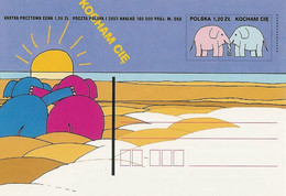 Poland Postcard Cp. 1298: I Love You Elephant Sun - Postwaardestukken