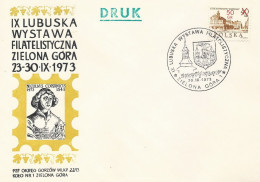 Poland Postmark D73.09.30 ZIELONA GORA.kop: Philatelic Exhibition Crest Copernicus (analogous) - Postwaardestukken