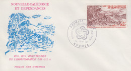 Enveloppe  FDC   1er  Jour   NOUVELLE  CALEDONIE   Bicentenaire   Indépendance  Des   U.S.A    1976 - FDC