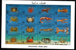 LIBYA 1.10.1996; Crustacés De Libye.; Michel-N° 2303 - 2318; Feuillet; MNH, Neuf ** - Libye