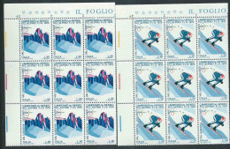 Italia 1970; Campionati Mondiali Di Sci Alpino. Serie Completa In Blocchi D’ Angolo Di 9 Francobolli - Blokken & Velletjes