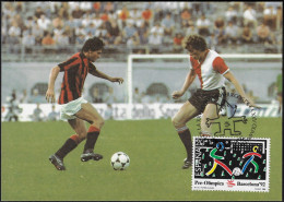 Espagne 1989 Y&T 2641 Sur Carte Maximum. Jeux Olympiques De Barcelone. Football - Cartas & Documentos