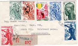 Kamerun 1953, 7 Marken Auf Einschreiben Brief V. Douala I.d. Tschechoslowakei - Africa (Other)