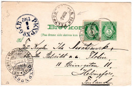 Norwegen 1902, 5 öre Auf 5 Öre Ganzsache M. K2 FELTPOSTKONTOR No.1 N. Finnland - Covers & Documents