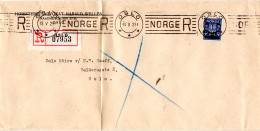 Norwegen 1929, Gute EF 40 öre POST Überdruck Auf Geschäfts-Reko Brief M. Oslo-R - Lettres & Documents