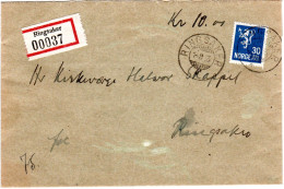 Norwegen 1935, EF 30 öre Auf Orts Wert-Brief V. Ringsaker - Covers & Documents