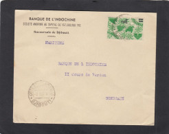 BANQUE D'INDOCHINE,SUCCURSALE DE DJIBOUTI.LETTRE POUR BORDEAUX,1947. - Cartas & Documentos