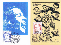 Polynésie Française - Jacques Brel, Auteur, Compositeur Et Chanteur Belge CM 867/868 (année 2009) - Cartes-maximum