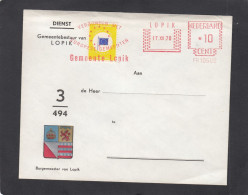 LETTRE AVEC EMA ET VIGNETTE "GEMEENTESESTUR VAN LOPIK", 1970. - Maschinenstempel (EMA)