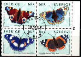 Schweden 1999 - Mi.Nr. 2125 - 2128 - Gestempelt Used - Tiere Animals Schmetterlinge Butterflies - Oblitérés