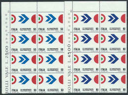 Italia 1970; Volo Roma-Tokio, 50° Anniversario, Serie Completa In Blocchi D' Angolo Di 8 Valori = 2 Quartine Complete - 1961-70: Nieuw/plakker