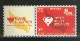 India 2019 Blood Donation Apollo Hospital Health Medical My Stamp MNH # M99 - Autres & Non Classés