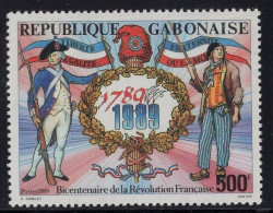 Gabon Serie 1v 1989 200th Anniversary Of French Revolution Flags Military Soldier MNH - Gabun (1960-...)