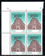 ITALIA REPUBBLICA ITALY REPUBLIC1996FONDAZIONE DELL'ISTITUTO NAZIONALE DI STATISTICA ISTAT QUARTINA ANGOLO DI FOGLIO MNH - 1991-00: Mint/hinged