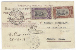 1918 - C P A  RECCOMMANDEE ( Fuori I Barbari ! )  Affr. à 47 Cent.  Pour Fermo ( Italie ) - Brieven En Documenten