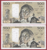 500 Francs "Pascal"- Du 06/01/1983.B--ALPH .M.168- (3)-(SUITE DE 2 BILLETS --UNC/NEUF --AUCUN TROU D EPINGLE MANIFIQUE ) - 500 F 1968-1993 ''Pascal''