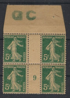 FRANCE - 1907 - N°YT. 137 - Type Semeuse Camée 5c Vert - Paire Millésimée GC - Neuf * / MH VF - Millesimes