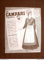 Pubblicità Del 1945 Aperitivo Campari Costume Tipico Di Torino Piemonte - Autres & Non Classés