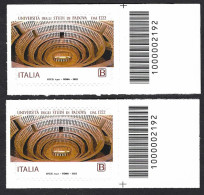 Italia 2022; 800° Università Di Padova, Teatro Anatomico: 2 Francobolli A Barre Opposte. - Bar Codes