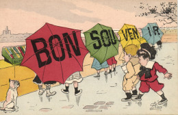 PC ARTIST SIGNED, LION, BON SOUVENIR, Vintage Postcard (b52633) - Lion