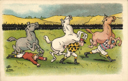 PC ARTIST SIGNED, LION, HORSE RACE, HUMOR, Vintage Postcard (b52600) - Lion