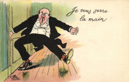 PC ARTIST SIGNED, LION, JE VOUS SERRE LA MAIN, Vintage Postcard (b52591) - Lion