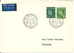 Finland Card First Night Mail Flight 15-7-1954 Helsinki - Oulu - Kemi - Rovaniemi - Cartas & Documentos