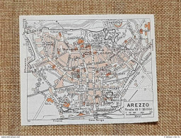 Pianta O Piantina Del 1939 La Città Di Arezzo Toscana T.C.I. - Carte Geographique