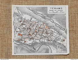 Pianta O Piantina Del 1939 La Città Di Teramo Abruzzo T.C.I. - Carte Geographique