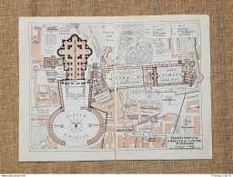 Pianta Piantina 1939 Palazzi Pontifici E Basilica Di San Pietro Vaticano T.C.I. - Carte Geographique